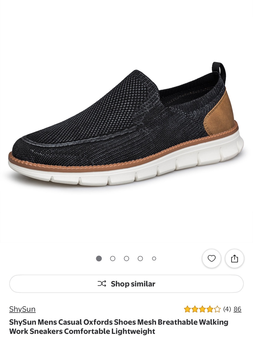 Size 12 Men's Casual Slip-On Mesh Sneaker - Black with Brown Accent